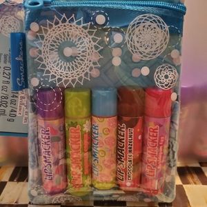 set of 5 new lip smackers in smackers pouch
